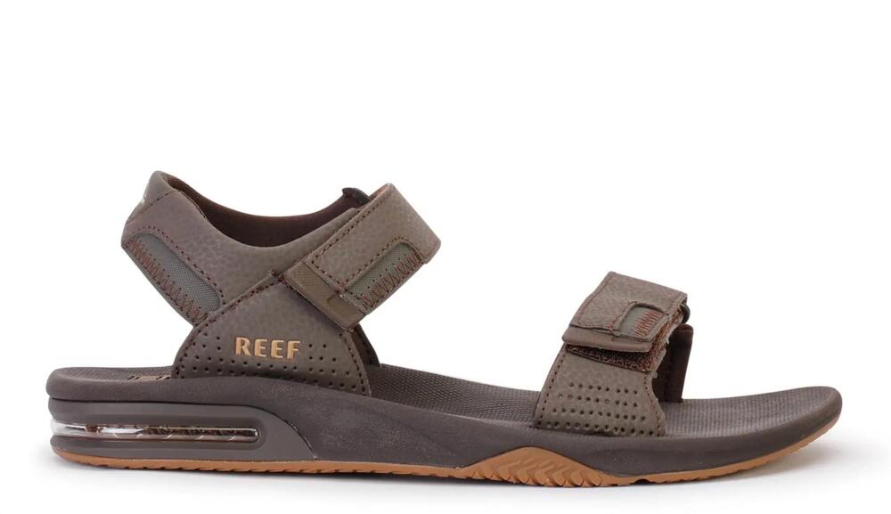 NEW REEF men's fanning baja sandals in brown/ gum